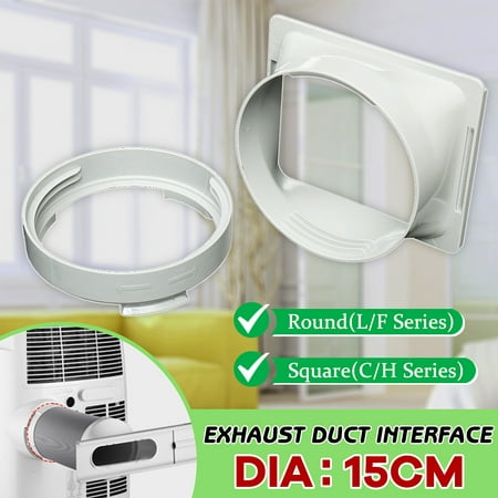 5.9" Diameter White ABS Plastic Exhaust Duct Interface Round Square L/F & C/H Series for Portable Air Conditioner