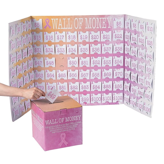 Pink Ribbon Wall Of Money Fundraiser - Party Favors - 12 Pieces