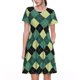 thumbnail image 1 of Fotbe Green Squares Vestido Largo de Moda para Mujer, Vestido Tipo Camiseta con Manga Corta y Estilo Casual a Rayas y Bloques de Color, 1 of 6