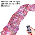 thumbnail image 2 of Christmas Tree Decorations String Lights 32ft 100 LED Lights Copper Wire Ribbon Bows Lights for Party Weddings Holiday Christmas Tree Decorations, 2 of 5
