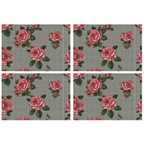 Pioneer Flower Floral Print Pattern Summer Placemats Table Placemats Set Of 4-Linen Kitchen Washable Placemats Table Mats 12x18 Inch Non-Slip Heat Resistant