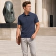 thumbnail image 5 of AZoiNM Men's Relaxed Fit Short Sleeve Polo Shirt, Casual Solid Performance Golf Polo with Seam Details, 5 of 12