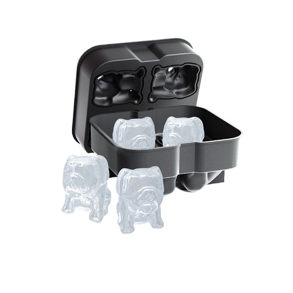 Moule à Glaçons en Silicone 4-Connectés pour Chiot - Moule à Glaçons en Forme d'Animal Chien Alpha, Outil de Fabrication de Glaçons Maison DIY