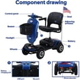 thumbnail image 4 of SEGMART 4 Wheel Mobility Scooter, Outdoor Compact Travel Electric Mobility Scooter for Senior, Motorized Scooter with Pneumatic Tires, Cup Holder, USB Charging Port, 4.9 mph, Blue, SS473, 4 of 10