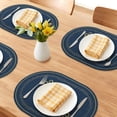 thumbnail image 2 of REGALWOVEN Rustic Oval Placemats Set of 4 Cotton Linen Placemats for Dining Table Decor Washable Kitchen Table Mat Wipe Clean Navy Blue 17.7x12.6inch, 2 of 6