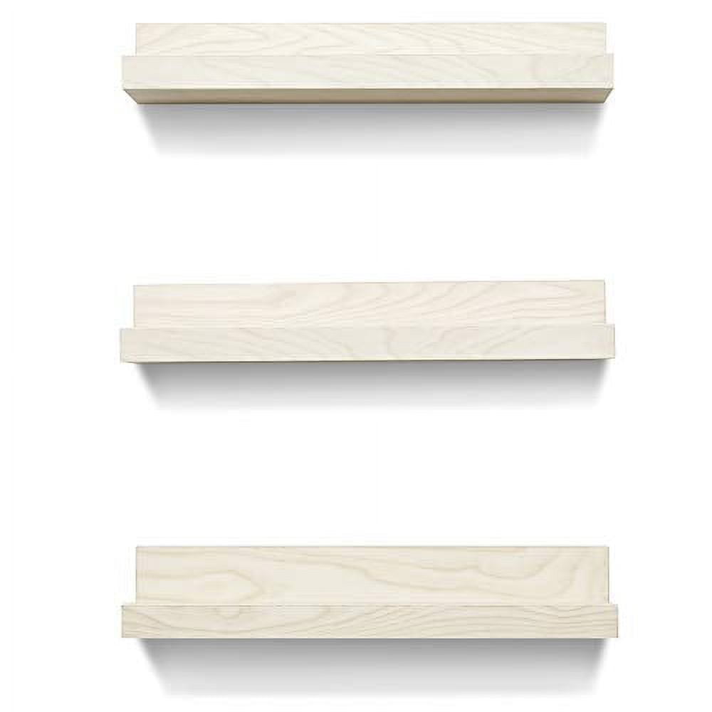 Americanflat Picture Ledge Shelf Set of 3 - Floating Shelves with Lip for Picture Display - Light Wood