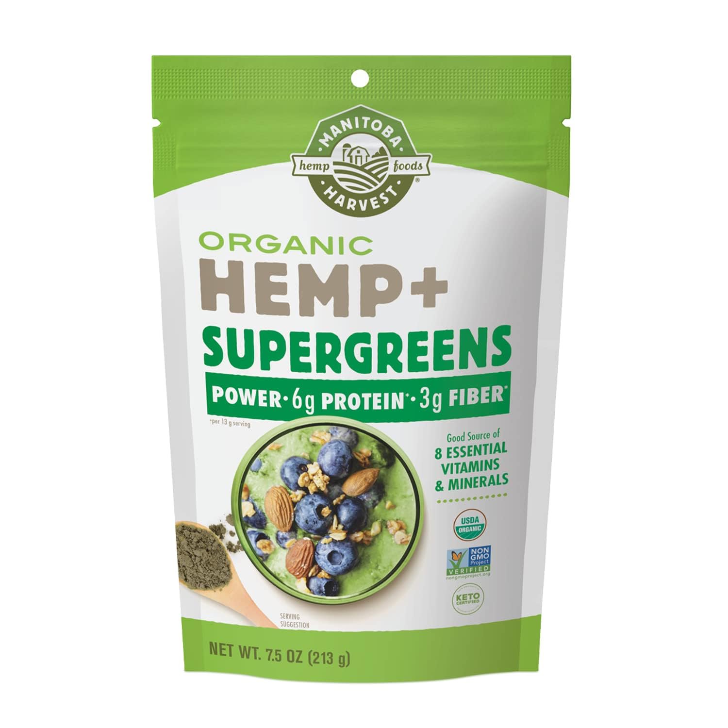 Manitoba Harvest Hemp+ Supergreens Protein Powder, 1 Ounce