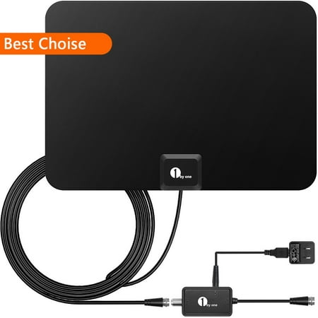 1byone TV Antenna 50 Miles Amplified HDTV Antenna with Signal Booster and10ft Cable for the Highest Performance -
