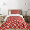 thumbnail image 3 of Ambesonne Prehistoric Country Quilted Bedspread Set 2 Pcs, Stars Dots, Twin Size, Scarlet Navy Blue Cream, 3 of 6
