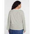 thumbnail image 3 of Terra & Sky Women's Plus Striped Tee with Long Sleeves, Sizes 0X-5X, 3 of 5