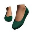 thumbnail image 3 of Xiaoxatg Women's Knitted On Ballet Flexible Soft Round Toe Walking Comfort Shoes Breathable Low Heel Everyday Wear Versatile Design 7.5 Dark Green, 3 of 7