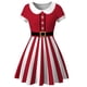 thumbnail image 4 of Vestido de Navidad con estampado de muñeco de nieve blanco para mujer, manga corta, elegante, Vintage, fiesta, bata, ropa informal para mujer, nuevo, 4 of 5