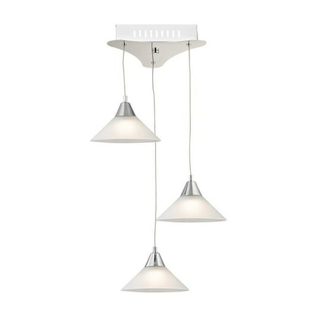 Alico Cono 3 Light LED Pendant in Chrome with White Glass