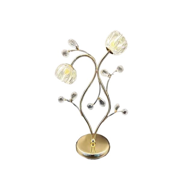 Lámpara de mesa de cristal con diseño de flores, lámpara de mesa de cristal creativa, mesita de noche, candelabro, dormitorio, sala de estar, escritorio, librería