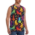 thumbnail image 2 of Kdxio Colorful Cats for Men's Muscle T-shirt,Sleeveless for Workout Running Athletic Gym Lounge Casual, 2 of 7