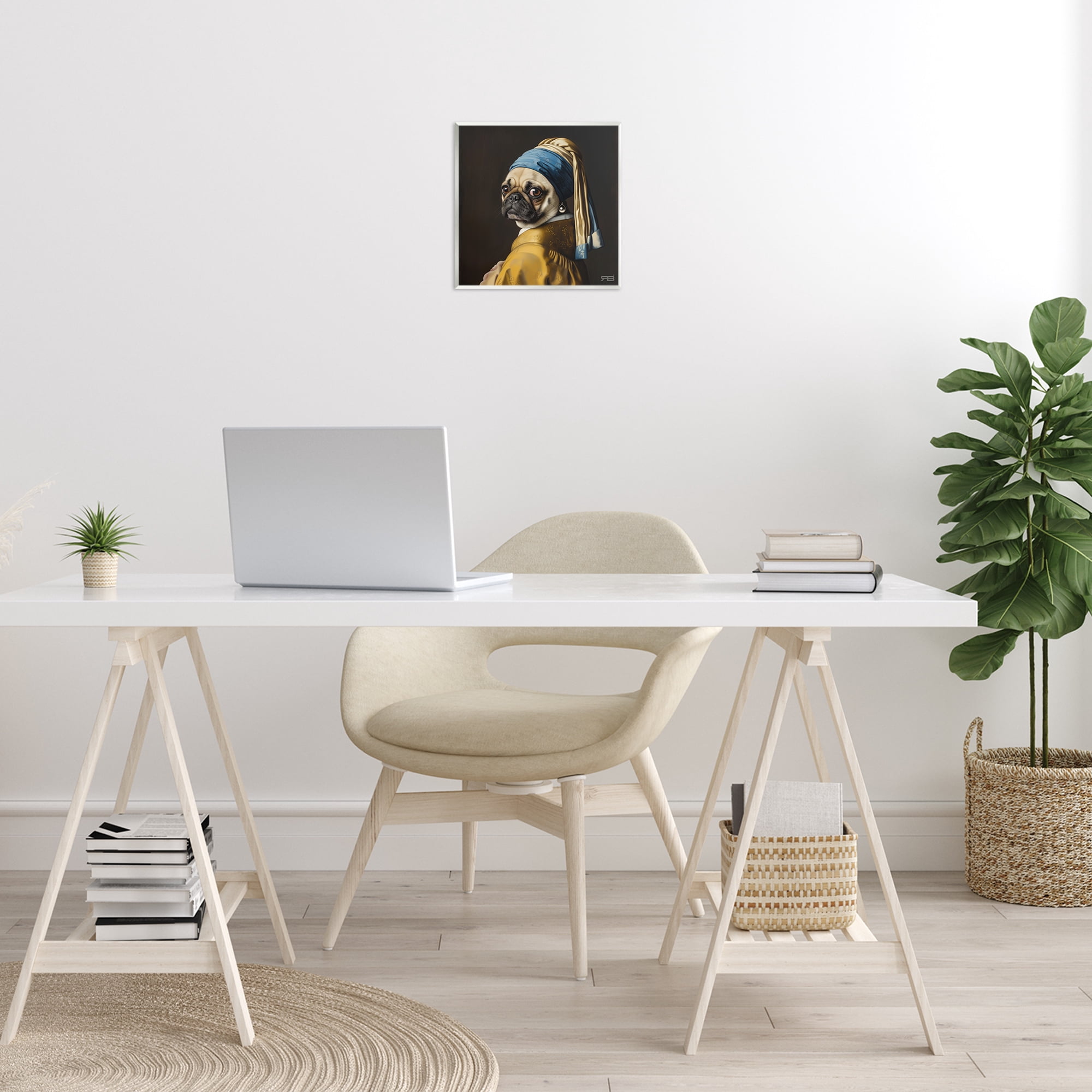Stupell Industries Pearl Earring Classic Dog Animals & Insects Painting Unframed Art Print Wall Art, 12 x 12