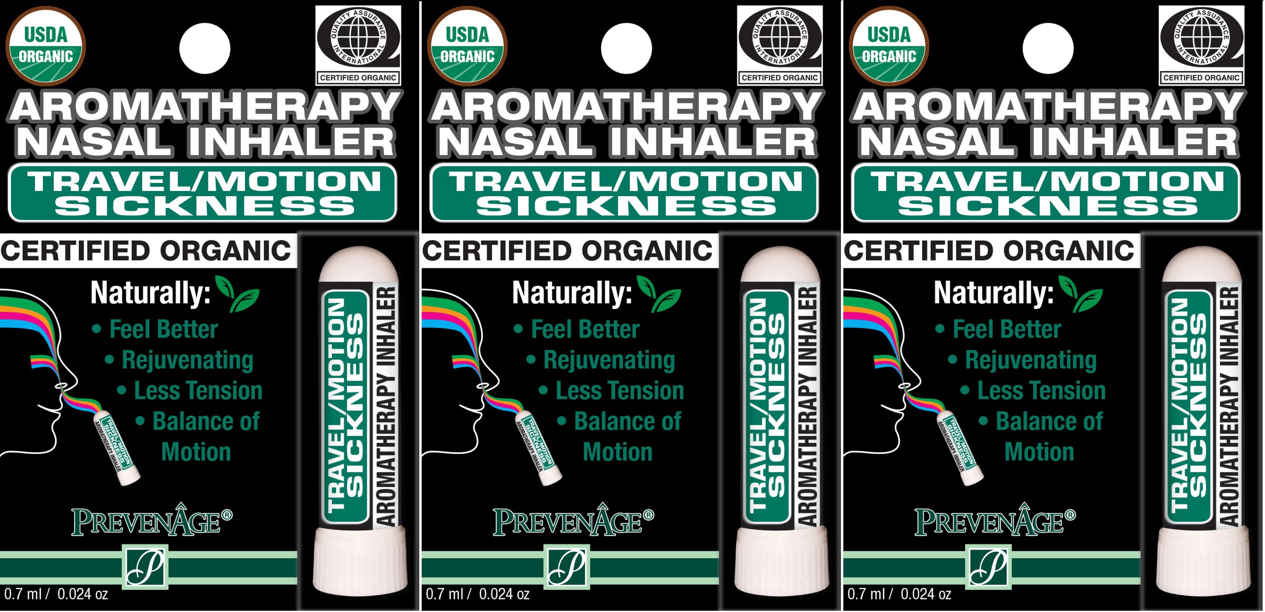 Nasal Inhaler Aromatherapy Travel/Motion Sickness USDA Certified Organic Made with Organic