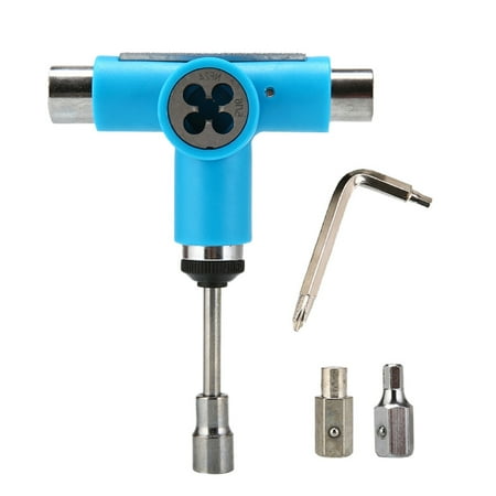 

All-In-One Multifunctional Portable T-tool Skate Tools Set Skateboard Tool for Skateboards Longboards Mini Skateboards and Cruisers (Blue)