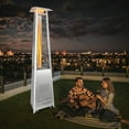 thumbnail image 3 of Gymax Chauffe-Terrasse Pyramidal en Acier Inoxydable 42 000 BTU Tube en Verre Flamme avec Roues, 3 of 10