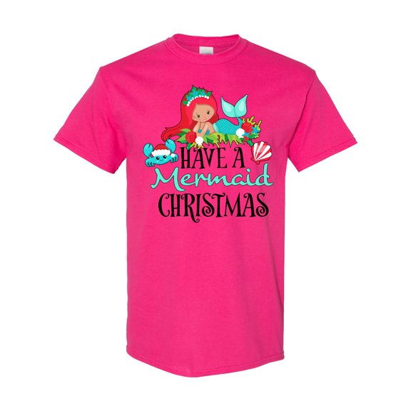 Inktastic Have a Mermaid Christmas with Crab and Seashell T-Shirt
