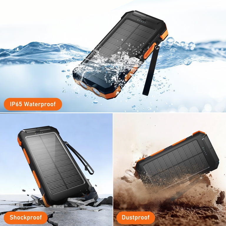 SOLPOWBEN 30000mAh Solar Power Bank, Orange photo 8