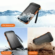 SOLPOWBEN 30000mAh Solar Power Bank Compatible for Iphone 17 Cell Phone 12W Portable Charger Power Bank for Outdoor Camping Hiking (Orange)