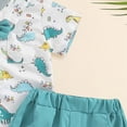 thumbnail image 5 of Kaprioy Boys Summer Outfits Toddler Boys Outfit Sets Boy Short Sleeve Dinosaur Prints Button Up T Shirt Tops Shorts 2Pcs Gentleman Outfits, 5 of 6