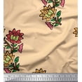 thumbnail image 1 of Soimoi Poly Georgette Fabric Leaves & Floral Block Print Fabric by Yard 42 Inch Wide, 1 of 3