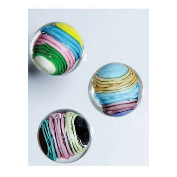 Set of 3 Curlicues 16mm Handmade Art Glass Marbles