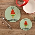 thumbnail image 2 of SKYSONIC 2 pack Cute Hello Summer Watermelon Trivet Mat Sweet Hello Summer Pot Holders Set Hot Pads Potholder Cotton for Kitchen Weave Pot Mat Cooking Baking Decor Home, 2 of 7