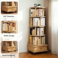 thumbnail image 4 of 5 Tier Rotating Bookshelf,360° Display Round Spinning Bookshelf with Wheels,Space-Saving,Small Space Rotating Bookshelf Tower for Bedroom,Living Room,Home,Office,Oak, 4 of 8
