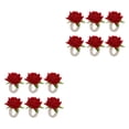 thumbnail image 3 of Anillos de Servilleta de Flores Artificiales Injueey 6 Piezas Rojo 2Conjunto, 3 of 6