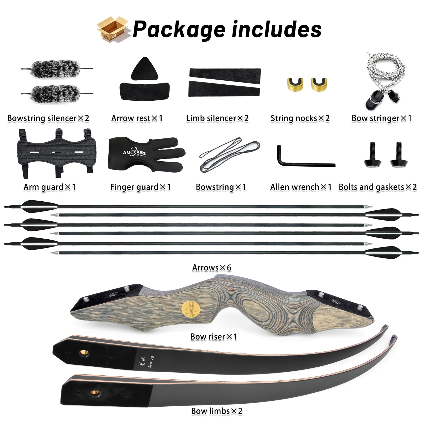AMEYXGS Archery 60" Traditional Hunting Recurve Long Bow （40LBS)