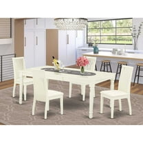 East West Furniture Dover 5-piece Wood Dining Set with Linen Seat in White