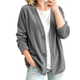 thumbnail image 5 of Qgtaibl Womens Button Down Blouse Corduroy V Neck Long Sleeve Shacket Jackets Fall Loose Fit Casual Cardigan Tops Gray XL, 5 of 5