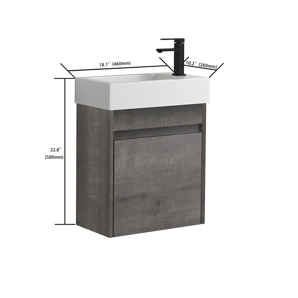 Private Jungle 18" Bathroom with Single Sink Combo Wall Mounted Cabinet Set,Float Mounting Design for Small Space,Grey Private Jungle 18" Bathroom with Single Sink Combo Wall Mounted Cabinet Set,Float Mounting Design for Small Space,Grey