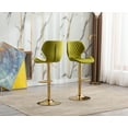 thumbnail image 3 of Guyou Adjustable Swivel Bar Stools Set of 2, Modern Velvet Counter Height Chairs with Backrest and Footrest for Kitchen Island Bar Restaurant, Green, 3 of 11