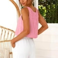 thumbnail image 5 of DDAPJ pyju Womens Linen Crop Tank Tops Cute Summer Sleeveless Cropped Button Down Shirts Casual Vacation Tops Pink L, 5 of 9