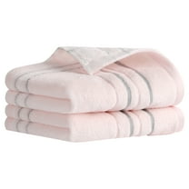 Unique Bargains Striped Cotton Hand Towels 13" x 29" Soft Set Pink 2-Piece