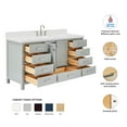 thumbnail image 3 of ARIEL 67" Grey Single Bathroom Vanity with 1.5" Edge Pure White Quartz Countertop & Backsplash, 1 Rectangular Sink, 2 Soft Closing Doors, 9 Full Extension Dovetail Drawers, Brushed Nickel, 3 of 8