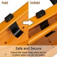 thumbnail image 4 of Geemuslly Folding 3 Step Ladder with Handrail, 500 lbs Heavy Duty Steel Step Stool with Wide Anti-Slip Pedals & Safety Handle, Portable Multi-Purpose Ladder for Home, Kitchen, Office, Yellow, 4 of 9