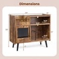 thumbnail image 3 of Gymax Record Player Stand w/LED Light Power Outlets Sliding Door Vinyl Storage Holder Brown, 3 of 10