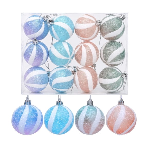 WWG Christmas Ball Ornaments, Plastic Christmas Tree Decorations, Hanging Holiday Ornament Set with Caps and Rope, Easy to Hang, Lightweight, for Indoor Christmas Tree, Home Decor