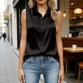 thumbnail image 5 of Womens Underwear Women Elegant Satin Tank Tops Collared Button Front Sleeveless Shirt Formal Office Work Casual Blouse Black L, 5 of 6