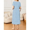 thumbnail image 3 of Avidlove Long Nightgowns for Women Henley Floral Ladies Gowns Short Sleeve Btton Neck Nightdress House Dress Sleepwear with Pockets, 3 of 9
