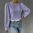 thumbnail image 3 of Perfectbot Womens Tops Casual Puff Long Sleeves Crewneck Shirts Textured Bussiness Going Out Outfits Blouse, 3 of 8