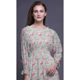 thumbnail image 5 of Bimba Floral Ladies Bishop Sleeve Round Neck Ruffle Maxi Smocked WaistÂ&nbsp;Dress-X-Large, 5 of 5