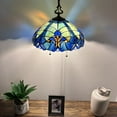 thumbnail image 5 of Tiffany Pendant Lights Plug In Green Blue Stained Glass LED Bulb Included for Dining Room Hotel Restaurant Cafe 16"W*16"D*75"H, 5 of 8