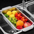 thumbnail image 3 of Stainless Steel Dish Drain Rack Expandable Sink Drain Rack Kitchen Drain Basket Portable Dish Drainer Cutlery Rack, 3 of 5