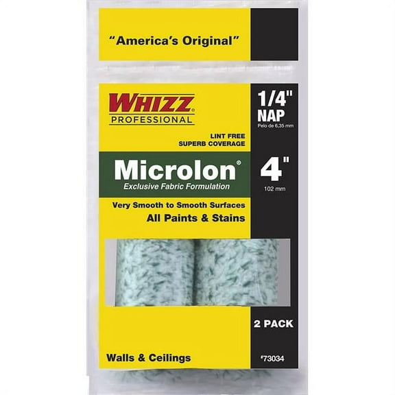 Whizz 73034 4 x 0.25 in. Microlon Roller Cover, Pack of 2